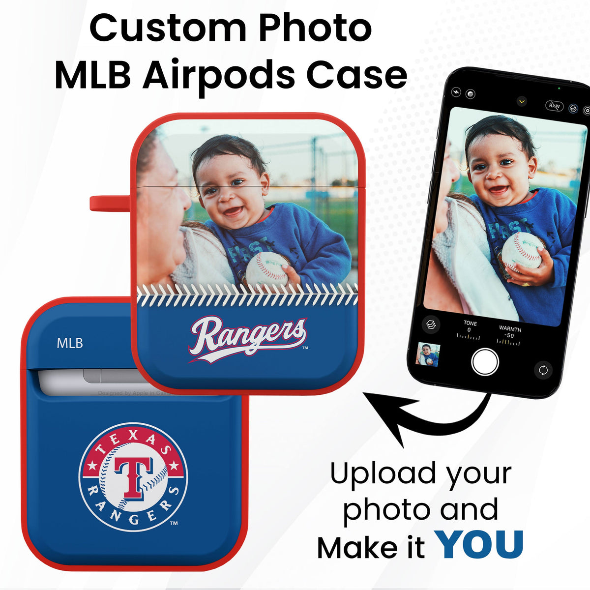 Texas Rangers Custom Photo HDX Apple AirPods Gen 1 &amp; 2 Case Cover