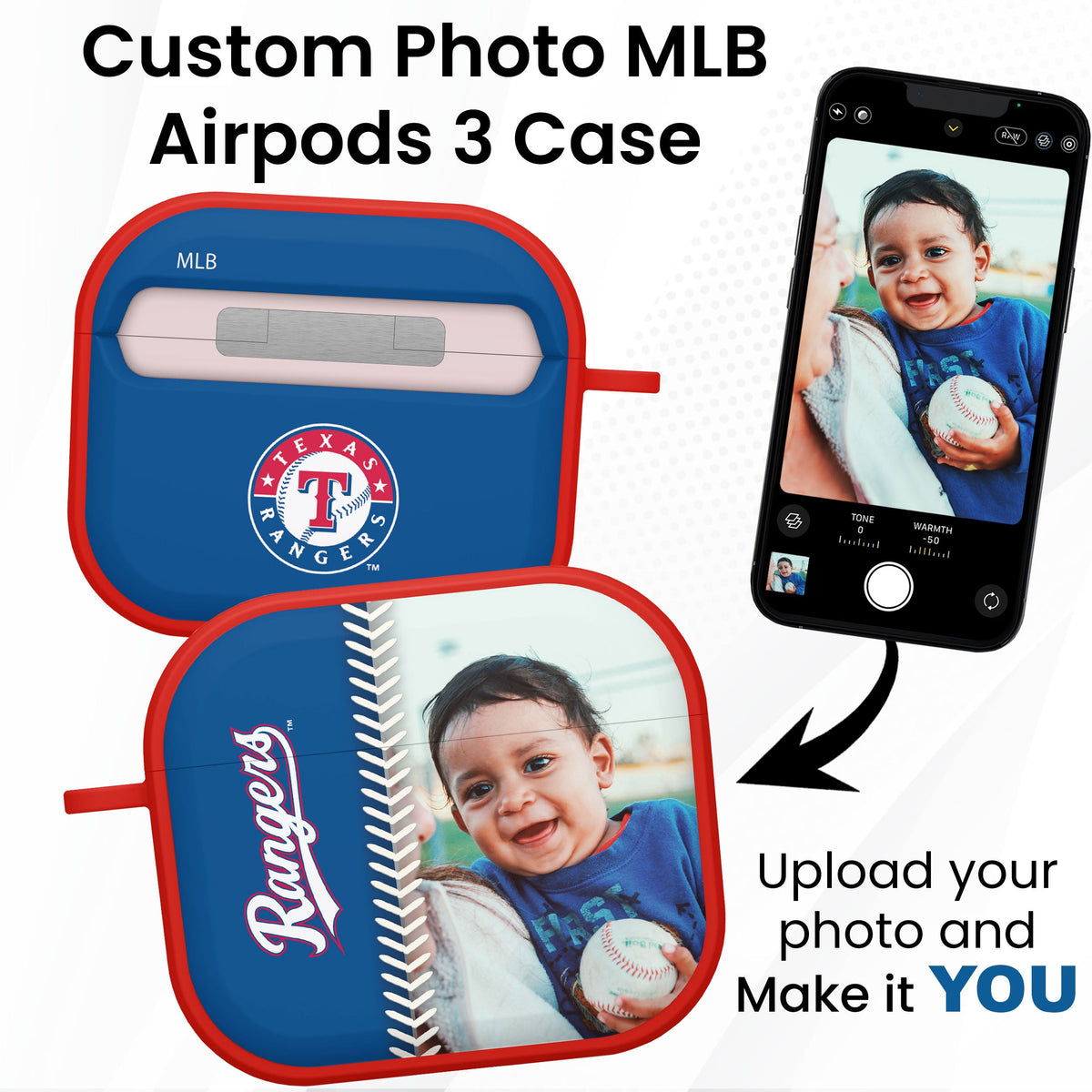 Texas Rangers Custom Photo HDX Apple AirPods Gen 3 Case Cover