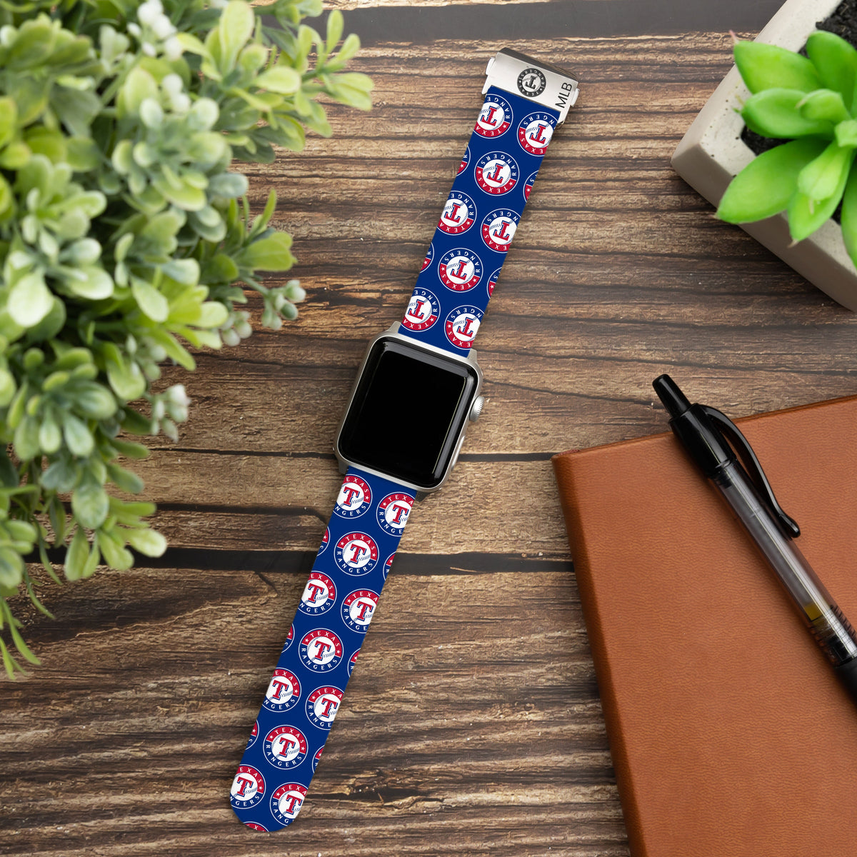 Game Time Texas Rangers Signature Series Apple Watch Band With Engraved Buckle