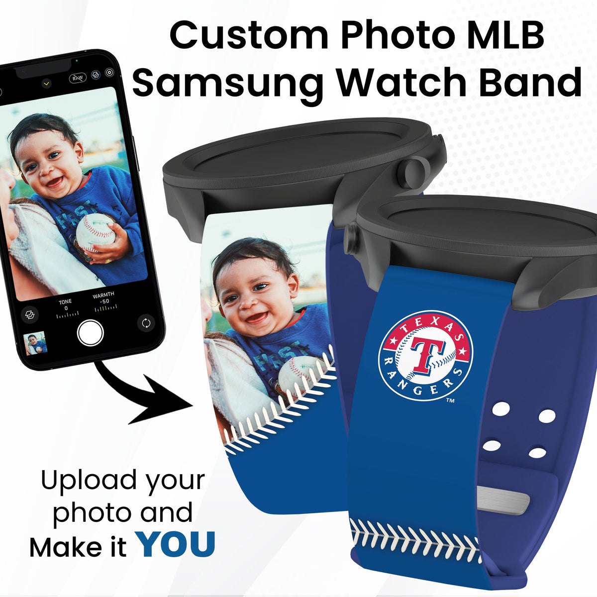 Texas Rangers Custom Photo HD Samsung Galaxy Watch Band