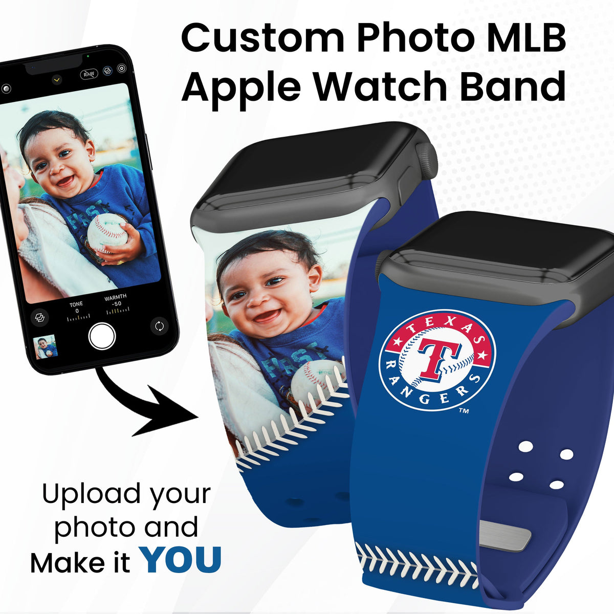 Texas Rangers Custom Photo HD Apple Watch Band