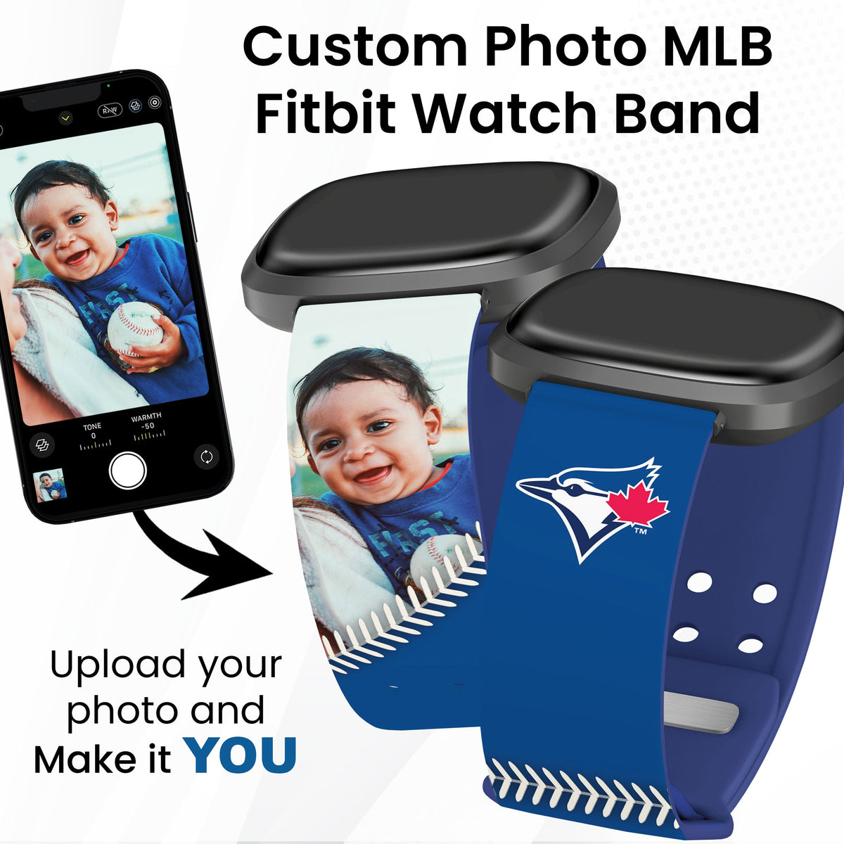 Toronto Blue Jays Custom Photo HD Fitbit Versa 3 &amp; Sense Band