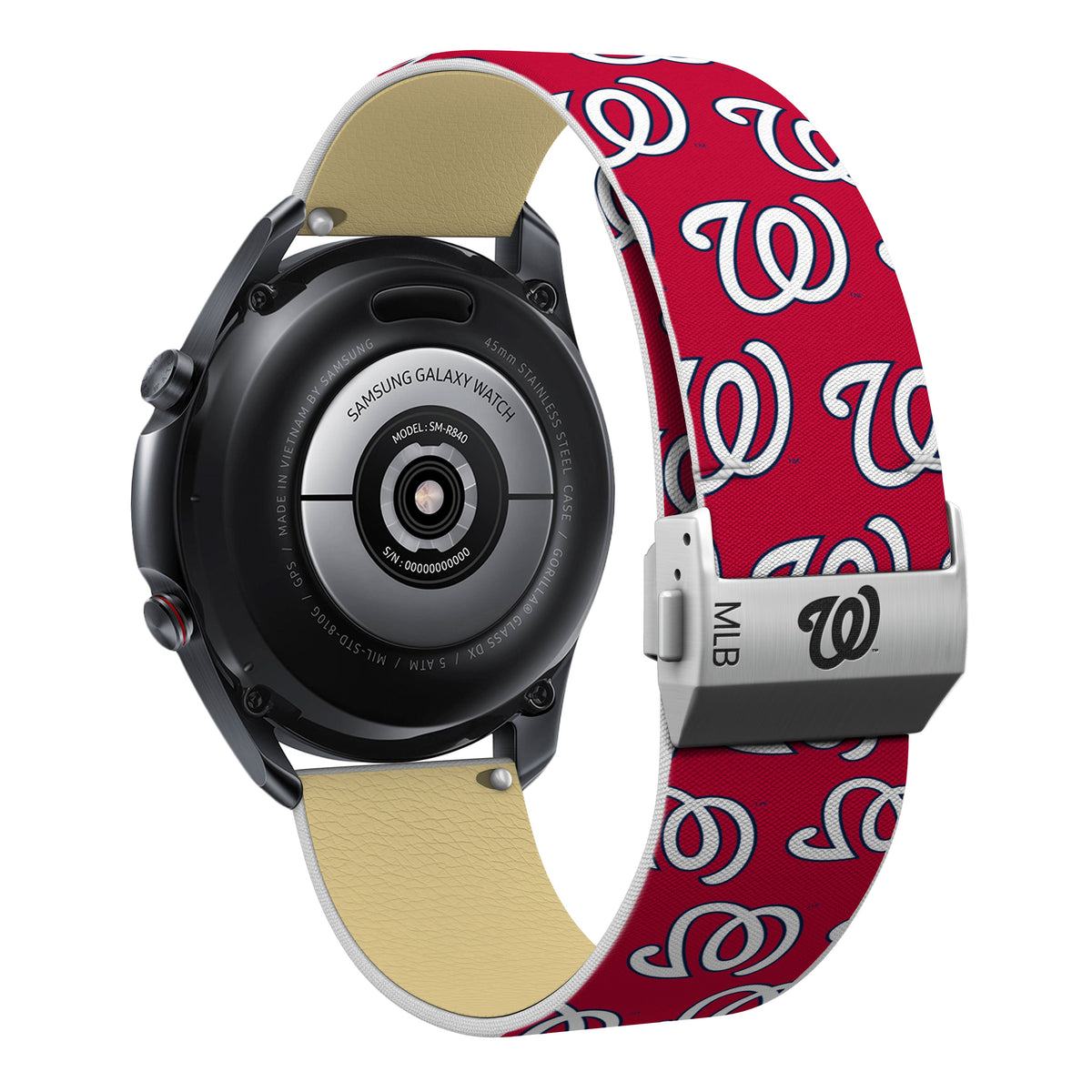 Washington Nationals Full Print Quick Change Watch Band With Engraved Buckle - Game Time