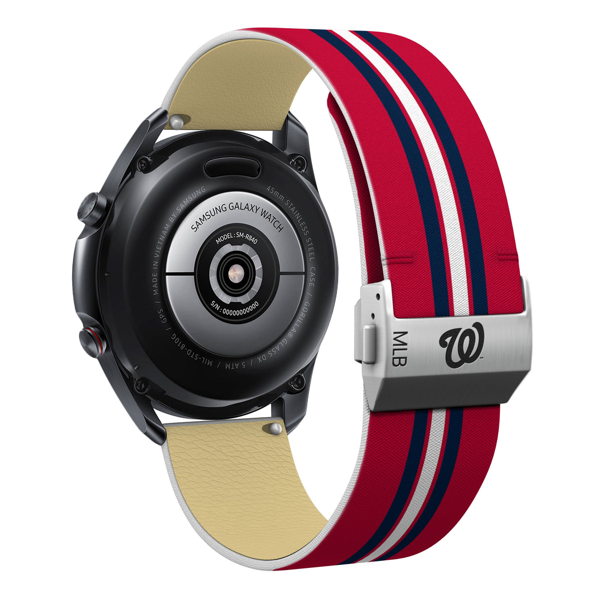 Washington Nationals Full Print Quick Change Watch Band With Engraved Buckle - Game Time