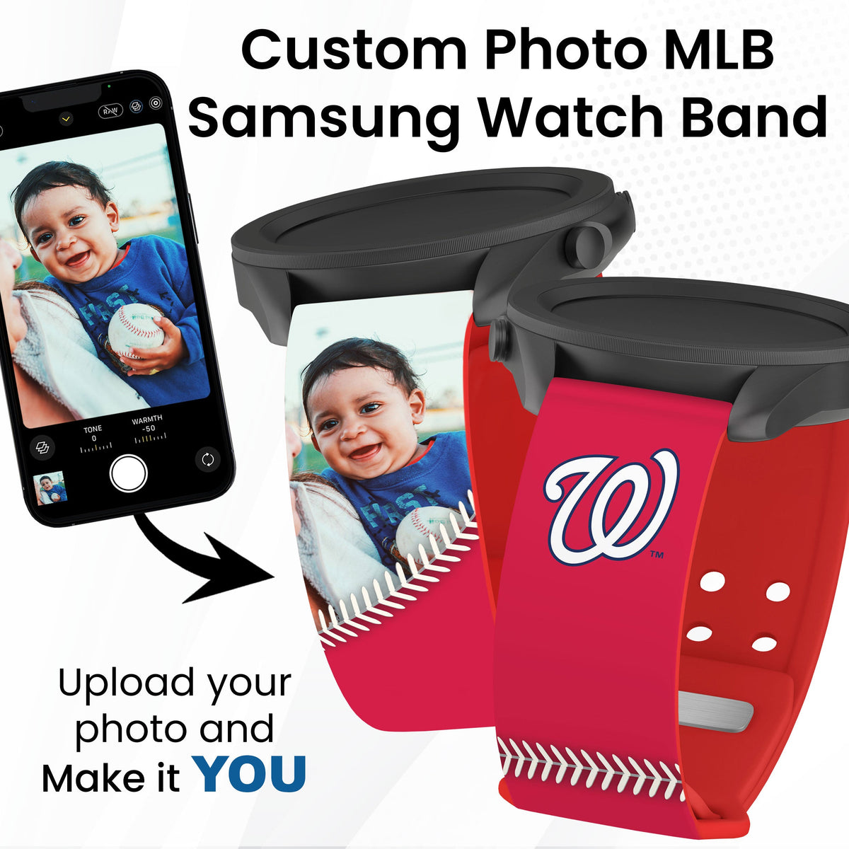 Washington Nationals Custom Photo HD Samsung Galaxy Watch Band