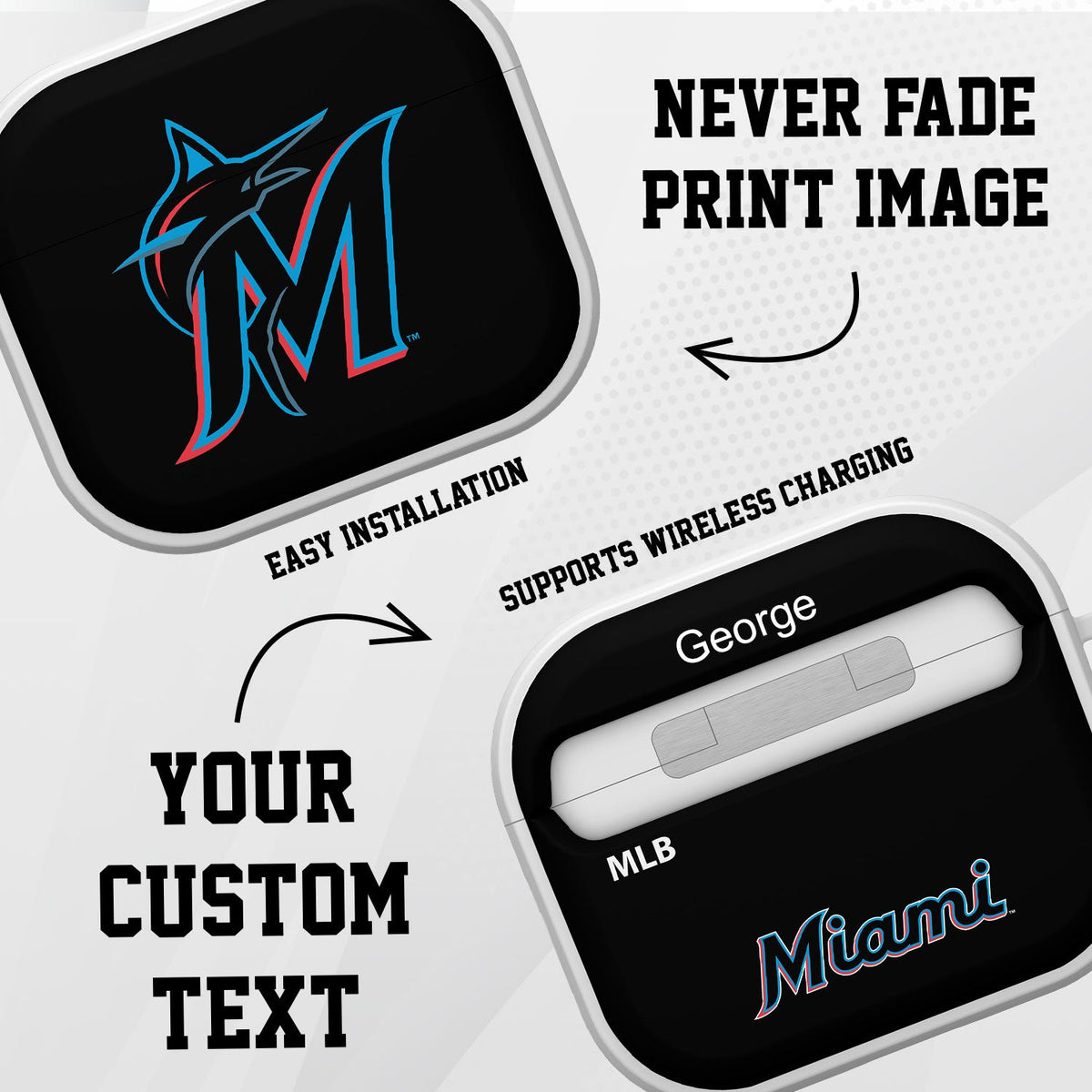 Miami Marlins HDX Custom Name Case Cover Compatible with Apple AirPods Gen 3