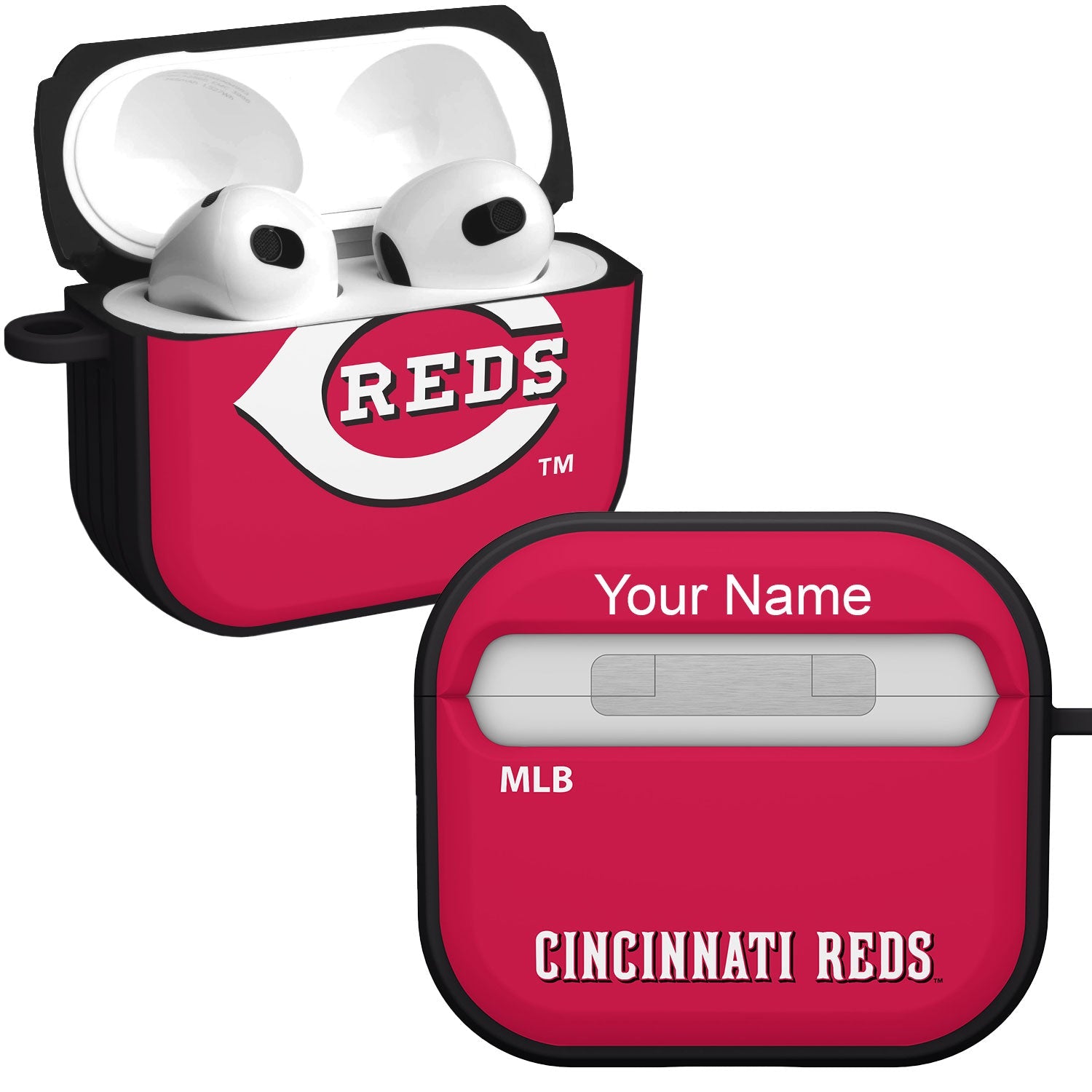 Cincinnati Reds HDX Custom Name Case Cover Compatible with Apple AirPods Gen 3