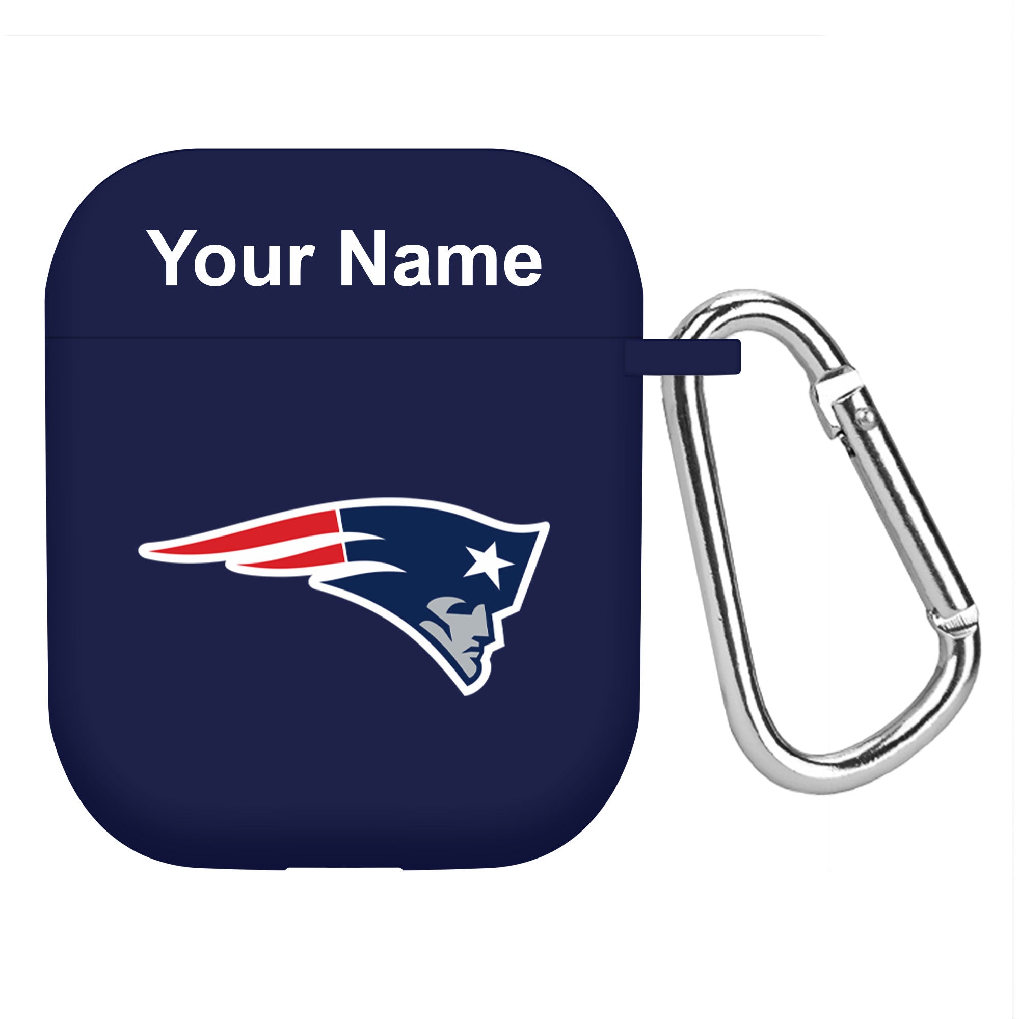 New England Patriots Custom Name HD Apple AirPods Gen 1 & 2 Case Cover (Navy)