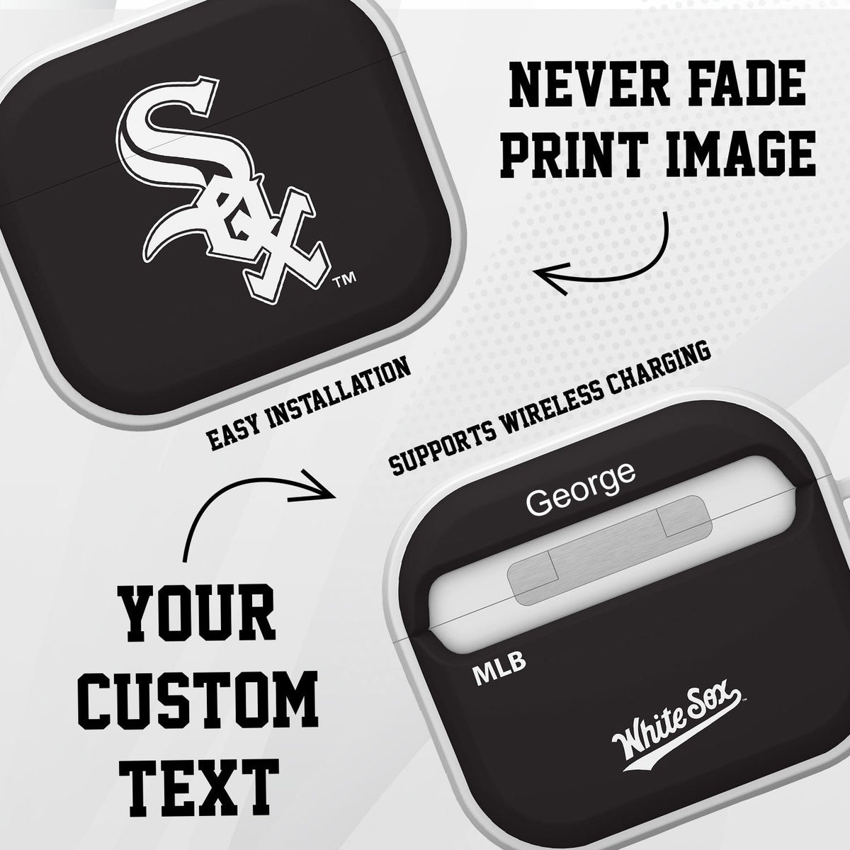 Chicago White Sox HDX Custom Name Case Cover Compatible with Apple AirPods Gen 3