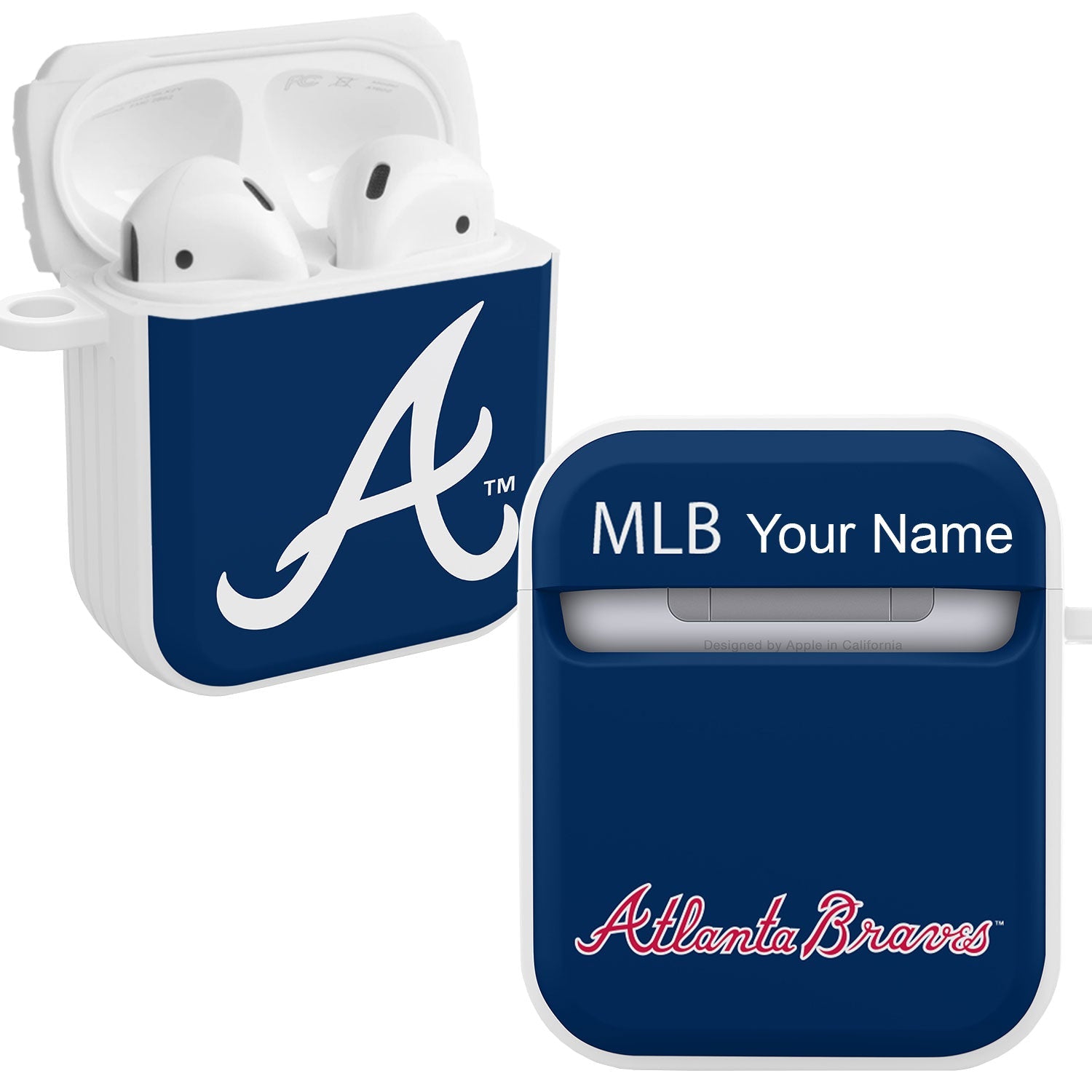 Atlanta Braves HDX Custom Name Case Cover Compatible with Apple AirPods Gen 1 & 2