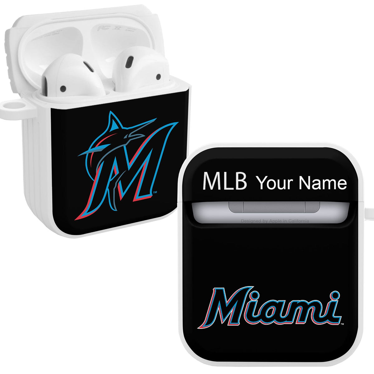 Miami Marlins HDX Custom Name Case Cover Compatible with Apple AirPods Gen 1 &amp; 2