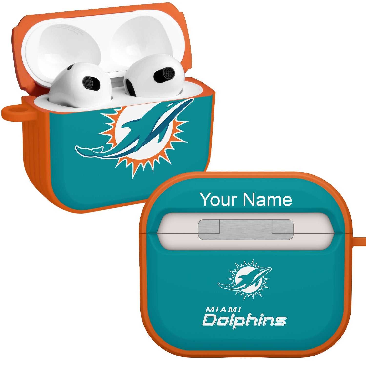 Miami Dolphins HDX Custom Name Case Cover for Apple AirPods Gen 3