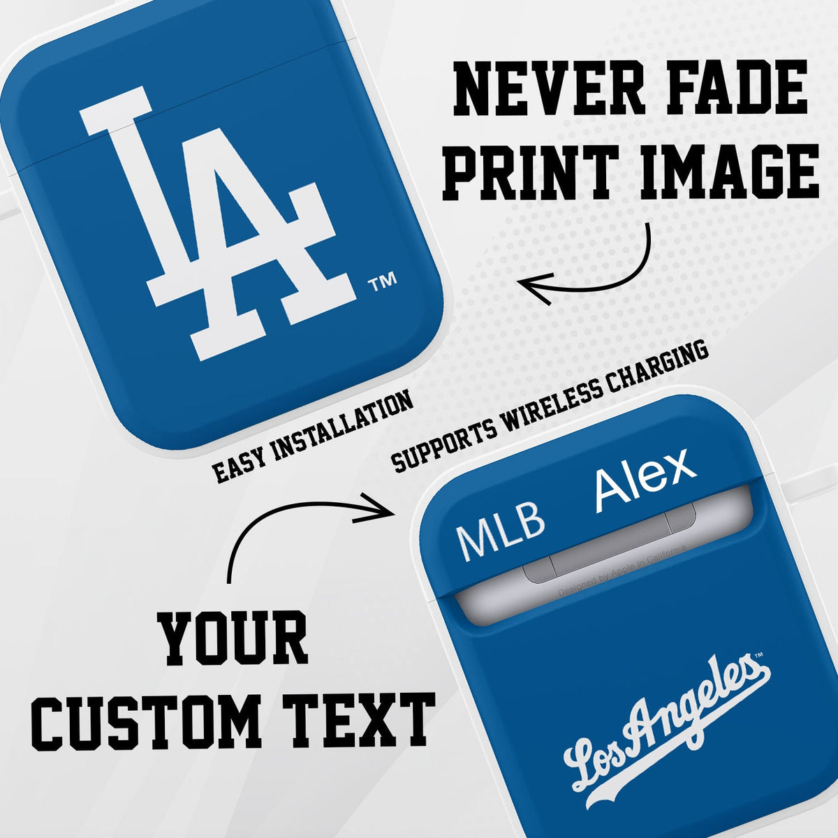 Los Angeles Dodgers HDX Custom Name Case Cover Compatible with Apple AirPods Gen 1 &amp; 2