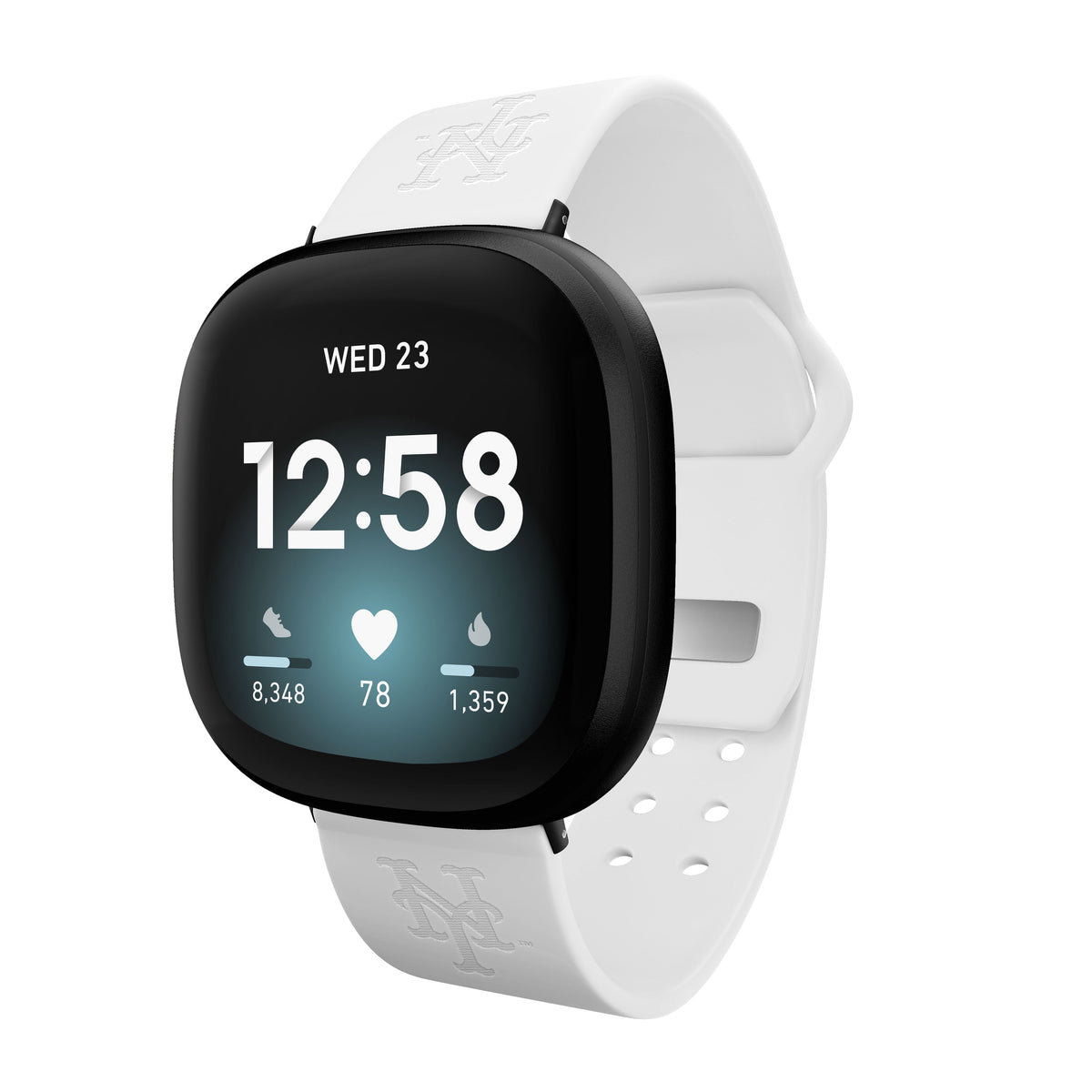 New York Mets Fitbit Engraved Silicone Watch Band