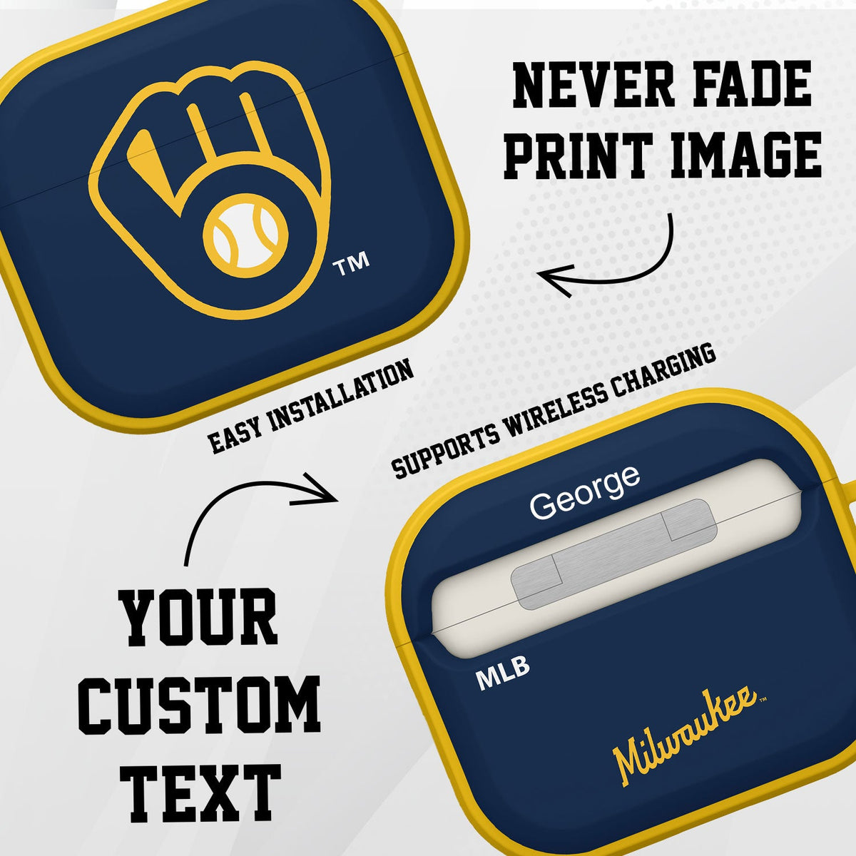 Milwaukee Brewers HDX Custom Name Case Cover Compatible with Apple AirPods Gen 3