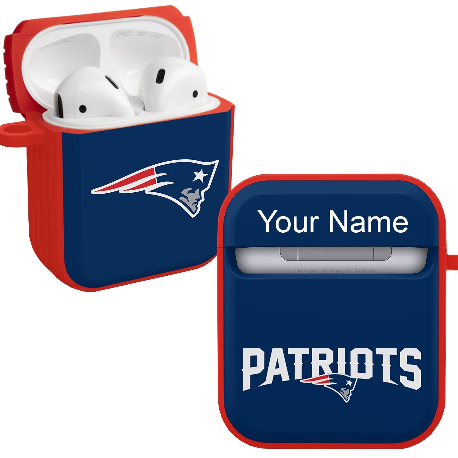 New England Patriots HDX Custom Name Case Cover for Apple AirPods Gen 1 & 2