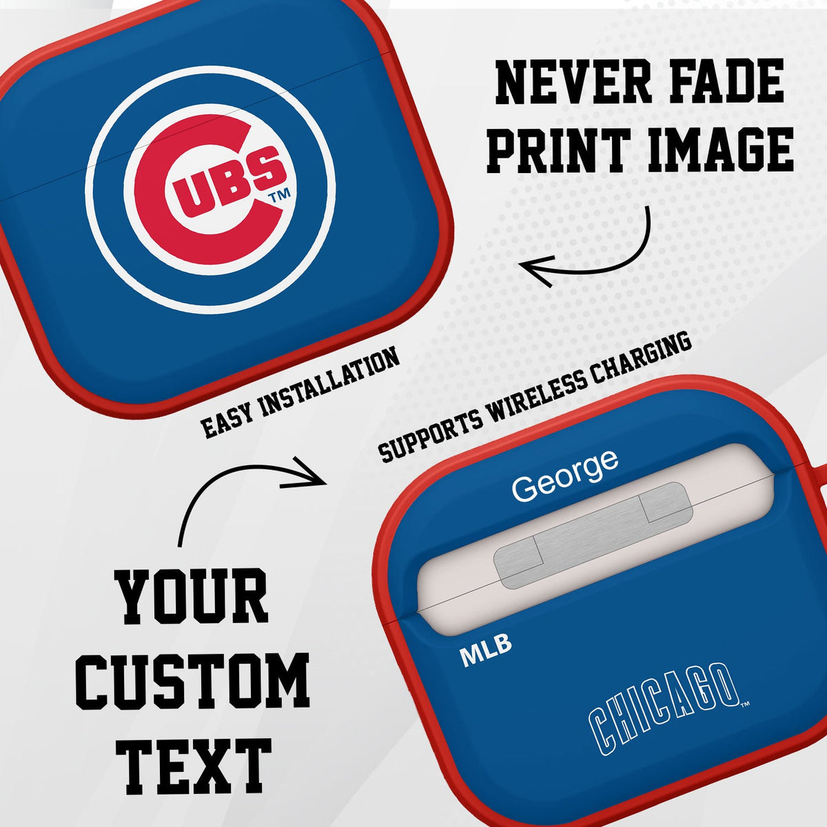 Chicago Cubs HDX Custom Name Case Cover Compatible with Apple AirPods Gen 3