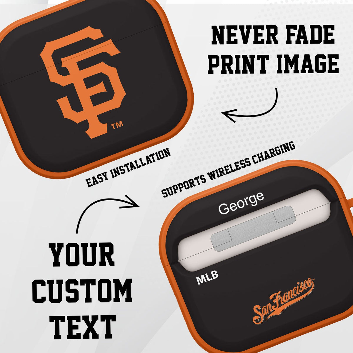 San Francisco Giants HDX Custom Name Case Cover Compatible with Apple AirPods Gen 3