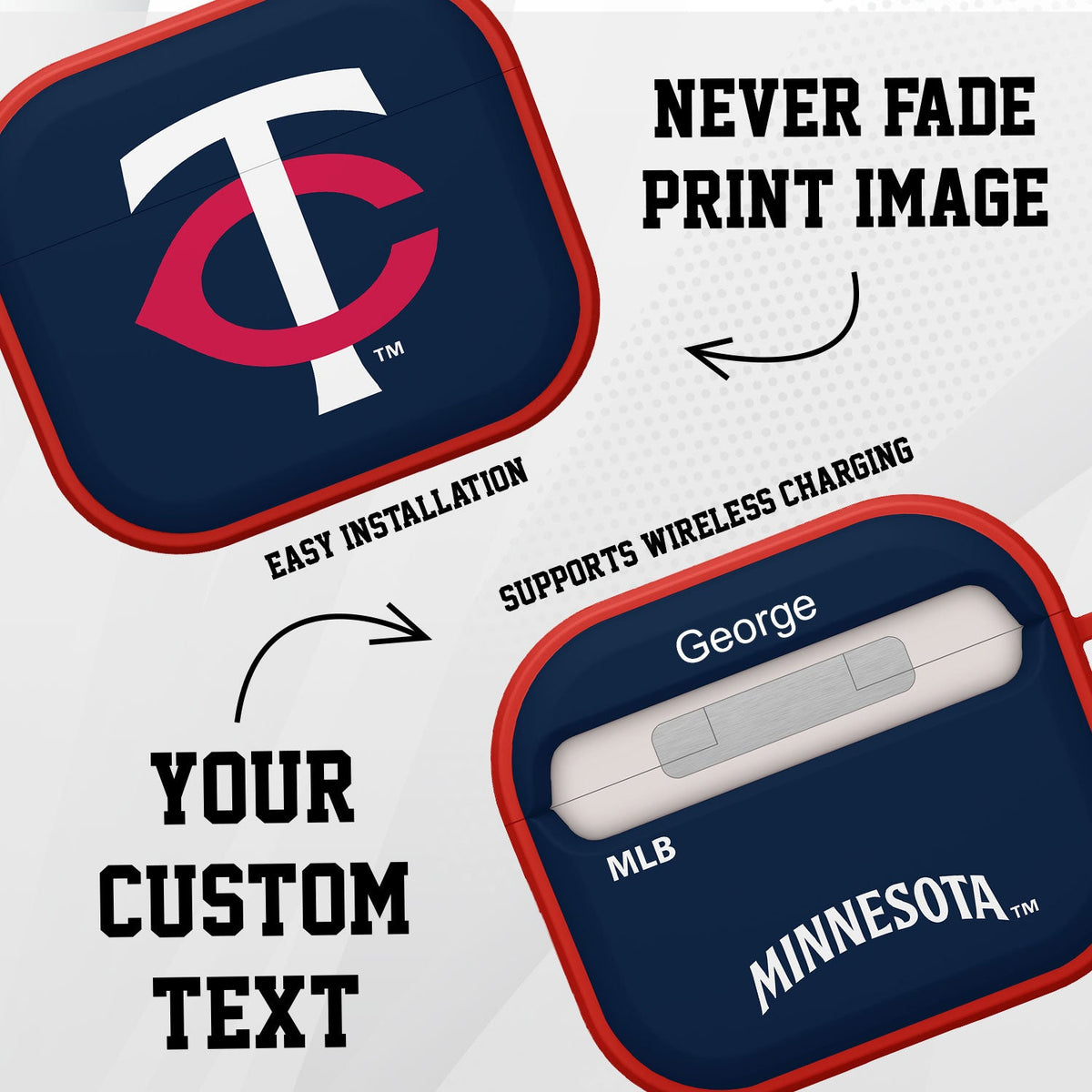 Minnesota Twins HDX Custom Name Case Cover Compatible with Apple AirPods Gen 3