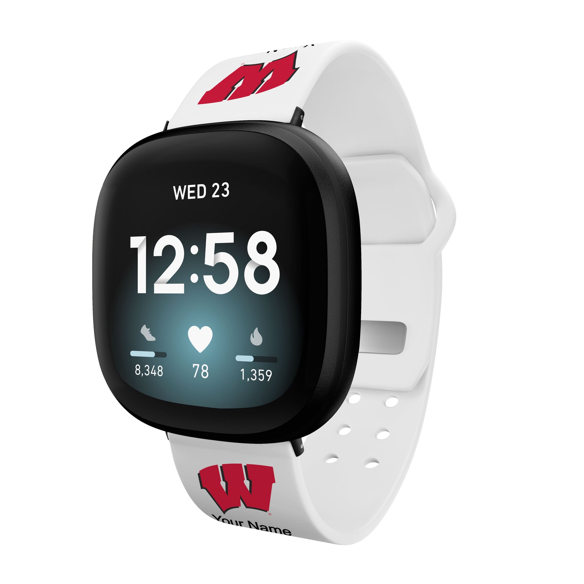 Wisconsin Badgers Custom Name HD FitBit Versa 3 & Sense Watch Band