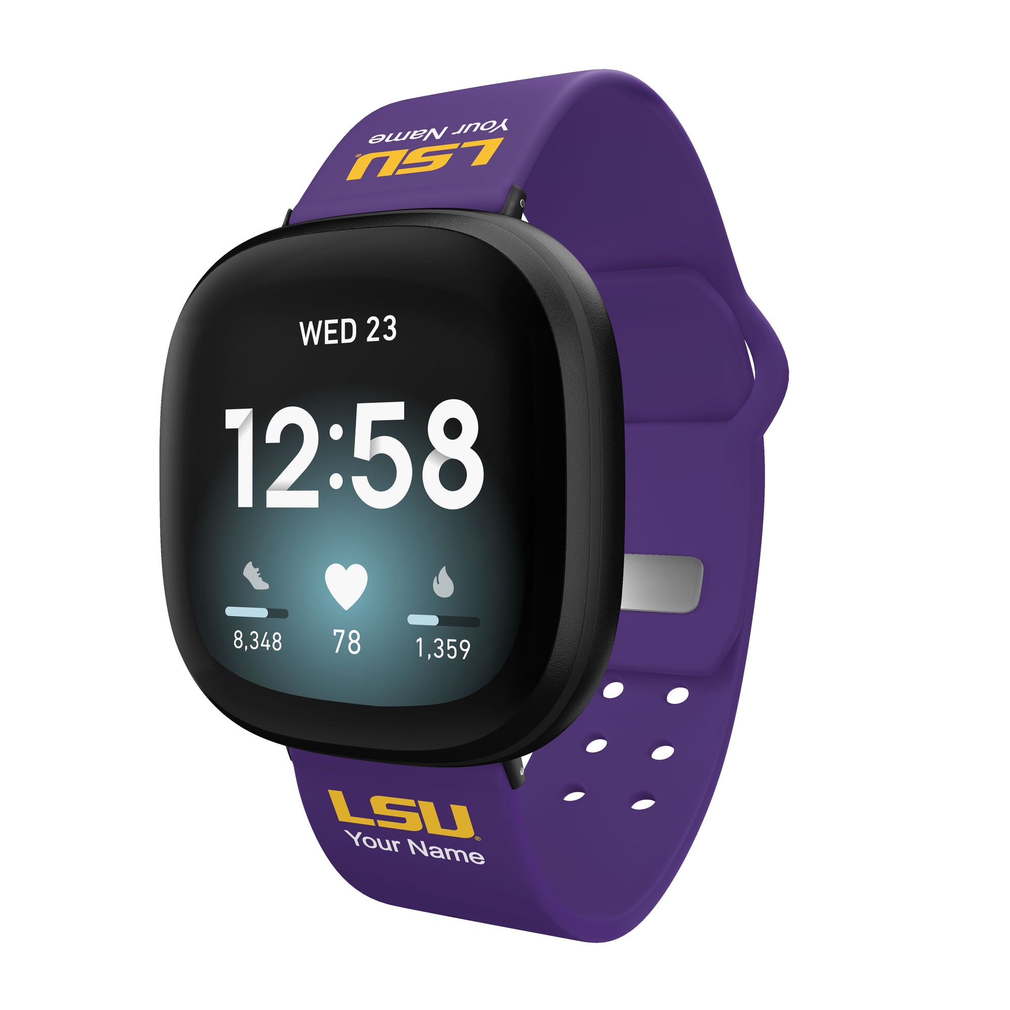 LSU Tigers Custom Name HD FitBit Versa 3 & Sense Watch Band