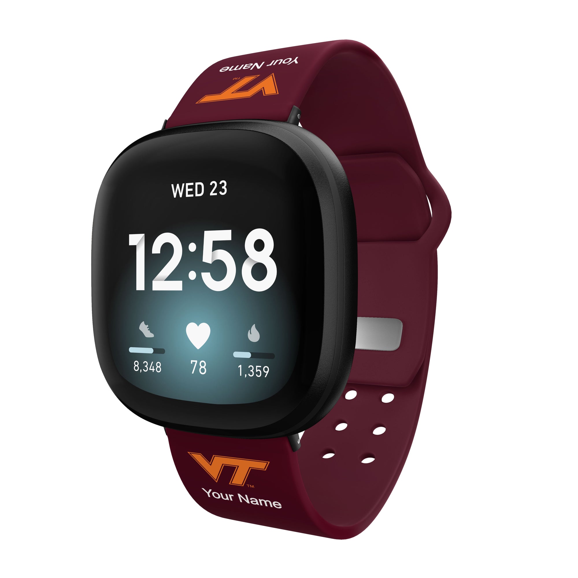 Virginia Tech Hokies Custom Name HD FitBit Versa 3 & Sense Watch Band