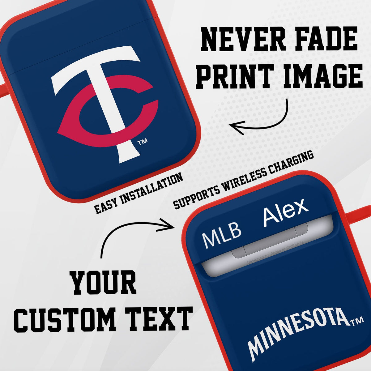 Minnesota Twins HDX Custom Name Case Cover Compatible with Apple AirPods Gen 1 &amp; 2