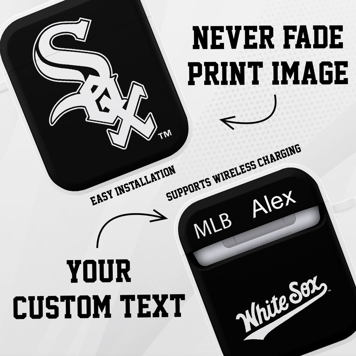 Chicago White Sox HDX Custom Name Case Cover Compatible with Apple AirPods Gen 1 &amp; 2